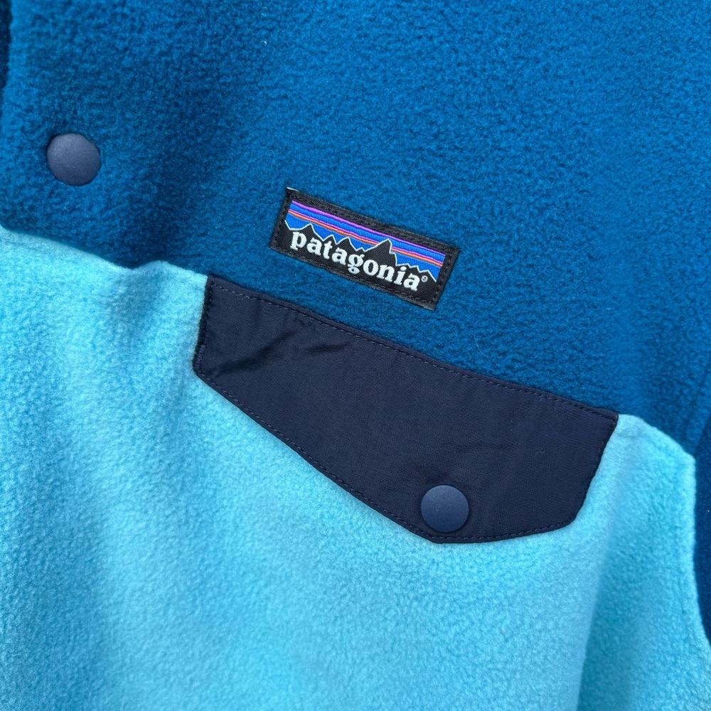 Patagonia Synchilla Snap T  Two Blue Tone Pullover Fleece Jacket Size Large - Picture 2 of 9
